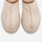 Avelia - Beige Suede Genuine Leather Thick-Soled Winter Slipper (Women)