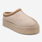 Avelia - Beige Suede Genuine Leather Thick-Soled Winter Slipper (Women)