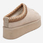 Avelia - Beige Suede Genuine Leather Thick-Soled Winter Slipper (Women)