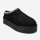 Avelia - Black Suede Genuine Leather Thick-Soled Winter Slipper (Women)