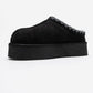 Avelia - Black Suede Genuine Leather Thick-Soled Winter Slipper (Women)