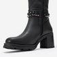 Viorra - Black Strappy Block Heel Knee-High Boot (Women)