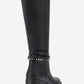 Viorra - Black Strappy Block Heel Knee-High Boot (Women)