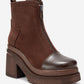 Anett - Brown Platform Heel Zip Boot (Women)
