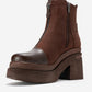 Anett - Brown Platform Heel Zip Boot (Women)