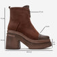 Anett - Brown Platform Heel Zip Boot (Women)
