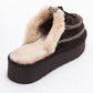 Yalina - Brown Genuine Leather Platform Moccasin Slipper (Women)