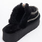 Yalina - Black Genuine Leather Platform Moccasin Slipper (Women)