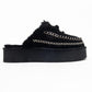 Yalina - Black Genuine Leather Platform Moccasin Slipper (Women)