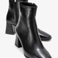 Arven - Black Square Toe Block Heel Boot (Women)