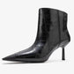 Rassel - Black Printed Pointed Toe Stiletto Boot (Women)
