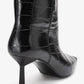 Rassel - Black Printed Pointed Toe Stiletto Boot (Women)