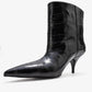 Nuvia - Black Printed Pointed Toe Heeled Boot (Women)