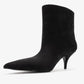 Nuvia - Black Suede Pointed Toe Heeled Boot (Women)