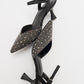 Vilka - Black Sparkling Slingback Kitten Heels