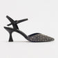 Vilka - Black Sparkling Slingback Kitten Heels