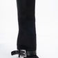 Elva - Black Buckle-Strap Stiletto Knee-High Boot (Women)