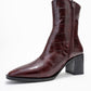 Chara - Burgundy Print Block Heel Ankle Boot (Women)