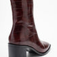Chara - Burgundy Print Block Heel Ankle Boot (Women)