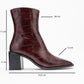 Chara - Burgundy Print Block Heel Ankle Boot (Women)