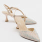 Vilka - Beige Sparkling Slingback Kitten Heels