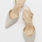 Vilka - Beige Sparkling Slingback Kitten Heels