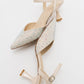 Vilka - Beige Sparkling Slingback Kitten Heels