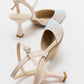 Vilka - Beige Sparkling Slingback Kitten Heels