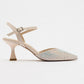 Vilka - Beige Sparkling Slingback Kitten Heels