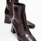Arven - Burgundy Block Heel Ankle Boot (Women)