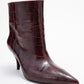 Nuvia - Burgundy Printed Pointed Toe Kitten Heel Boot (Women)