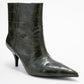 Nuvia - Green Printed Pointed Toe Kitten Heel Boot (Women)