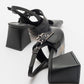 Nepido - Black Pointed Toe Open Back Chunky Heel Shoe (Women)