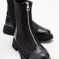 Martos - Black Stretch Front-Zip Ankle Boot (Women)