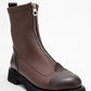 Martos - Brown Stretch Front-Zip Ankle Boot (Women)
