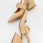 Nepido - Beige Woven Pointed Toe Open Back Chunky Heel Shoe (Women)
