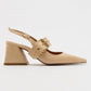 Nepido - Beige Woven Pointed Toe Open Back Chunky Heel Shoe (Women)