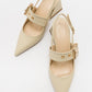 Nepido - Off-White Pointed Toe Backless Block Heel Shoe (Women)