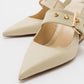 Nepido - Off-White Pointed Toe Backless Block Heel Shoe (Women)