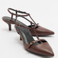 Frans - Cognac Pointed Toe Backless Low Heel Shoe (Women)