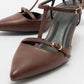 Frans - Cognac Pointed Toe Backless Low Heel Shoe (Women)