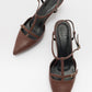 Frans - Cognac Pointed Toe Backless Low Heel Shoe (Women)