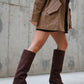 Armelia - Brown Kitten Heel Knee-High Boot (Women)