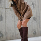 Armelia - Brown Kitten Heel Knee-High Boot (Women)