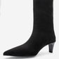Armelia - Black Kitten Heel Knee-High Boot (Women)