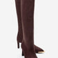 Lexa - Brown Gold Detail Pointed Toe Heeled Knee-High Boot (Women)
