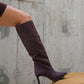 Lexa - Brown Gold Detail Pointed Toe Heeled Knee-High Boot (Women)
