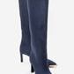 Lexa - Navy Gold-Detail Pointed Toe Knee-High Boot (Women)