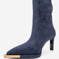 Lexa - Navy Gold-Detail Pointed Toe Knee-High Boot (Women)