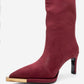 Lexa - Burgundy Gold-Detail Pointed Toe Knee-High Boot (Women)